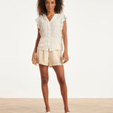 Off White Blouse Met Broderie En Ruffle Mouwen | Off White
