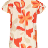 Oranje Bloe Print Blouse Met Knoopsluiting En Korte Mouwen | Sand - Muticolour
