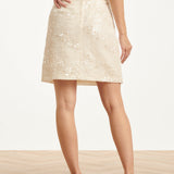 Pailletten Mini Rok Met Structuur En Aansluitende Pasvorm | Off White - Silver