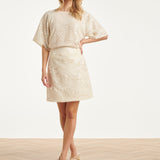 Pailletten Mini Rok Met Structuur En Aansluitende Pasvorm | Off White - Silver