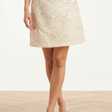 Pailletten Mini Rok Met Structuur En Aansluitende Pasvorm | Off White - Silver