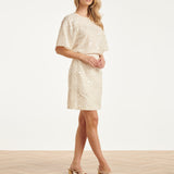 Pailletten Mini Rok Met Structuur En Aansluitende Pasvorm | Off White - Silver