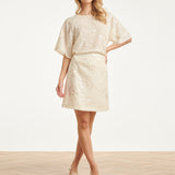 Pailletten Mini Rok Met Structuur En Aansluitende Pasvorm | Off White - Silver