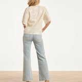 Pailletten Top Met Korte Mouwen En Relaxte Fit | Off White - Silver
