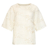 Pailletten Top Met Korte Mouwen En Relaxte Fit | Off White - Silver