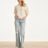 Pailletten Top Met Korte Mouwen En Relaxte Fit | Off White - Silver