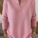 Helena™ | Camisola em Malha Henley com Botões