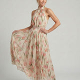 Aurelle | Vestido Midi Floral com Decote Halter