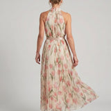 Aurelle | Vestido Midi Floral com Decote Halter