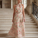Aurelle | Vestido Midi Floral com Decote Halter