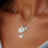 Colar Personalizado com Pedra e Flor do Mês de Nascimento