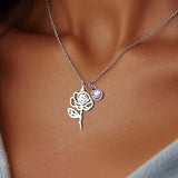 Colar Personalizado com Pedra e Flor do Mês de Nascimento