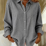 Jacqueline™ | Camisa Às Riscas com Botões