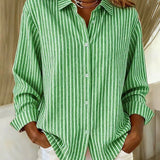 Jacqueline™ | Camisa Às Riscas com Botões