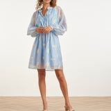 Romantische Kortejurk Met Ruches En Taillekoord | Light Blue