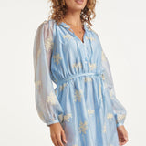 Romantische Kortejurk Met Ruches En Taillekoord | Light Blue
