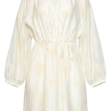 Vestido Curto Romântico com Babados e Cordão na Cintura | Off White
