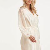 Vestido Curto Romântico com Babados e Cordão na Cintura | Off White
