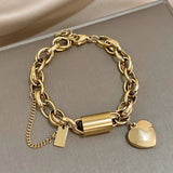 Pulseira de Coração Dourada com Berloque