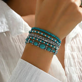 Conjunto de Pulseiras com Pérolas Turquesa
