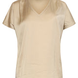 Top de Cetim com Decote V | Dark Sand