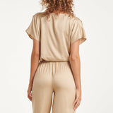 Top de Cetim com Decote V | Dark Sand