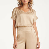 Top de Cetim com Decote V | Dark Sand
