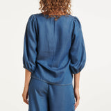 Top de Tencel Denim Fluido | Medium Blue Denim