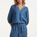 Top de Tencel Denim Fluido | Medium Blue Denim