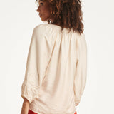 Soepelvallende Blouse Met Geborduurde Mouwen | Off White