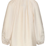 Soepelvallende Blouse Met Geborduurde Mouwen | Off White