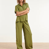 Calças Wide Leg Elegantes com Cintura Lisa | Army
