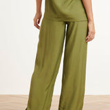 Calças Wide Leg Elegantes com Cintura Lisa | Army