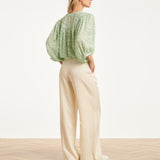 Structuur Blouse Met Knoopsluiting En 3/4 Mouwen | Soft Green