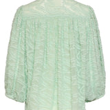 Structuur Blouse Met Knoopsluiting En 3/4 Mouwen | Soft Green