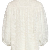 Structuur Blouse Met Knoopsluiting En 3/4 Mouwen | White