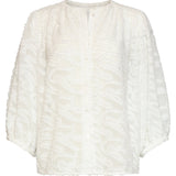 Structuur Blouse Met Knoopsluiting En 3/4 Mouwen | White
