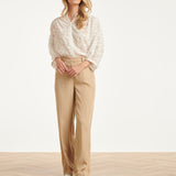 Structuur Blouse Met Knoopsluiting En 3/4 Mouwen | White