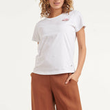 T-Shirt Met 'Blushed Summer' Print En Borduring | White - Muticolour
