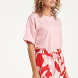 T-Shirt Met Subtiele Mouwafwerking | Pink