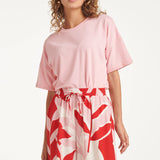 T-Shirt Met Subtiele Mouwafwerking | Pink