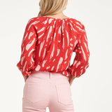 Top com Estampado Abstrato em Vermelho e Rosa | Red - Pink