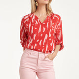 Top com Estampado Abstrato em Vermelho e Rosa | Red - Pink