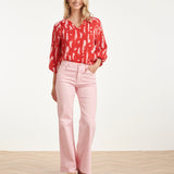 Top com Estampado Abstrato em Vermelho e Rosa | Red - Pink
