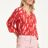 Top com Estampado Abstrato em Vermelho e Rosa | Red - Pink