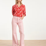 Top com Estampado Abstrato em Vermelho e Rosa | Red - Pink