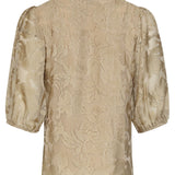 Top Met Jacquard Bloemenprint En V-Hals | Dark Sand