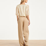 Top Met Jacquard Bloemenprint En V-Hals | Off White