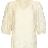 Top Met Jacquard Bloemenprint En V-Hals | Off White
