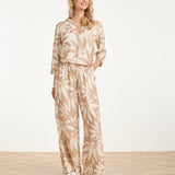 Top com Decote V e Estampado Floral Bege/Branco | Off White - Dark Sand